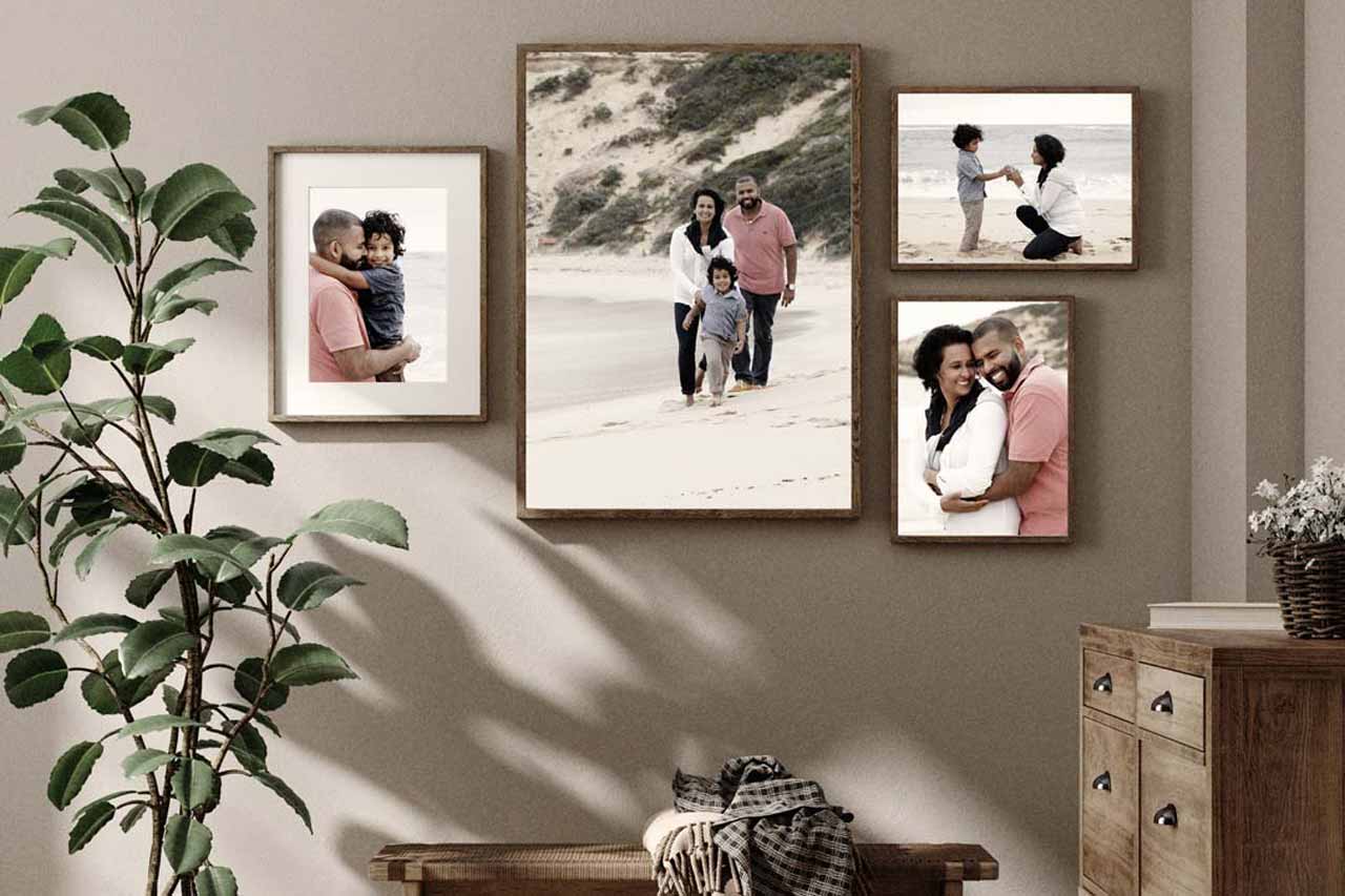 Wall art collection hung in a client's home