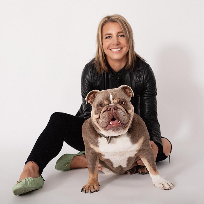 photo session in the studio: lady with a dog